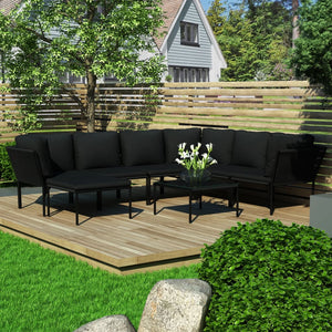 Galleria Design 8 Piece Garden Lounge Set with Cushions Black PVC