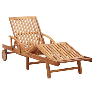 Galleria Design Sun Lounger with Cushion Solid Acacia Wood