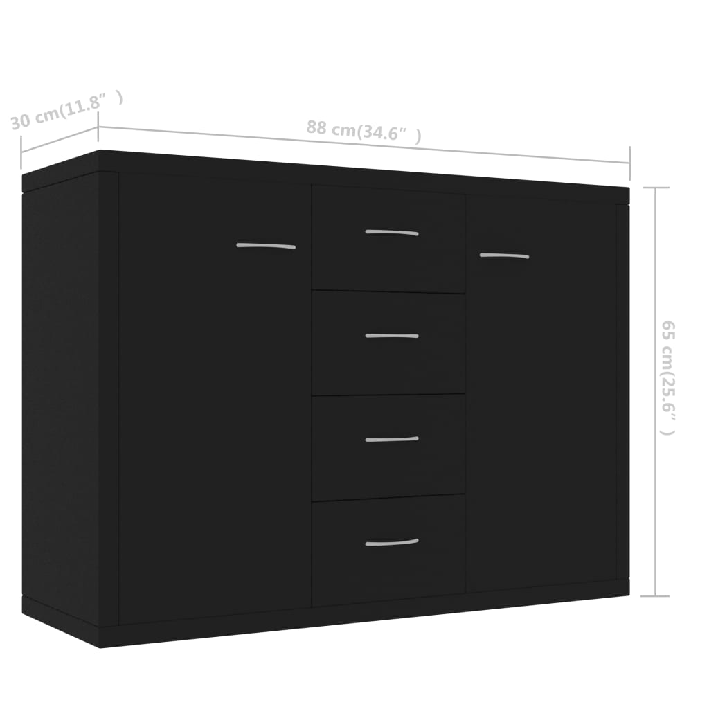Galleria Design Sideboard Black 88x30x65 cm Engineered Wood