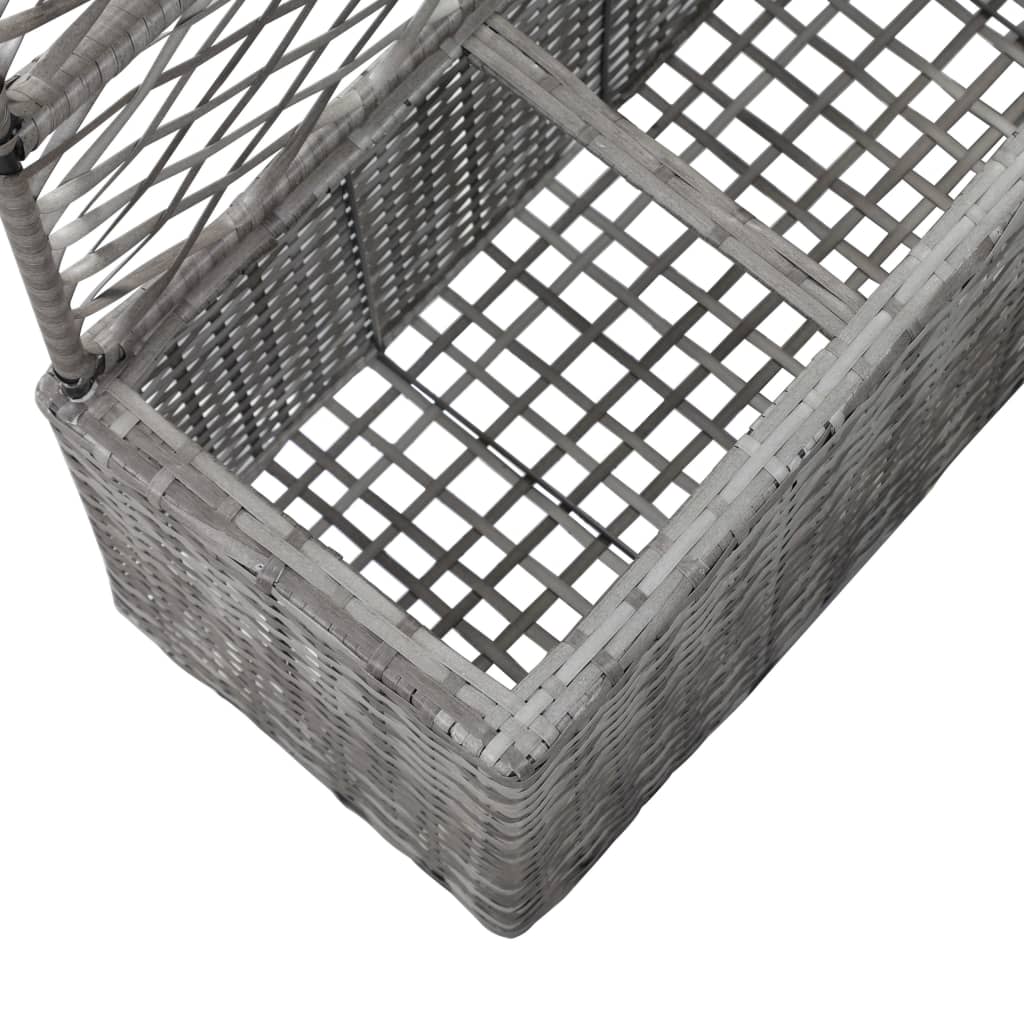 Galleria Design Trellis Raised Bed with 3 Pots 83x30x130 cm Poly Rattan Grey