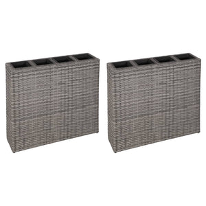 Galleria Design Garden Raised Bed with 4 Pots 2 pcs Poly Rattan Grey(2x45426)