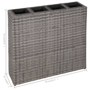 Galleria Design Garden Raised Bed with 4 Pots 2 pcs Poly Rattan Grey(2x45426)