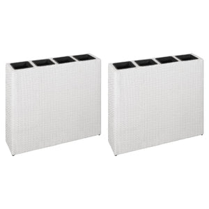 Galleria Design Garden Raised Bed with 4 Pots 2 pcs Poly Rattan White(2x45427)