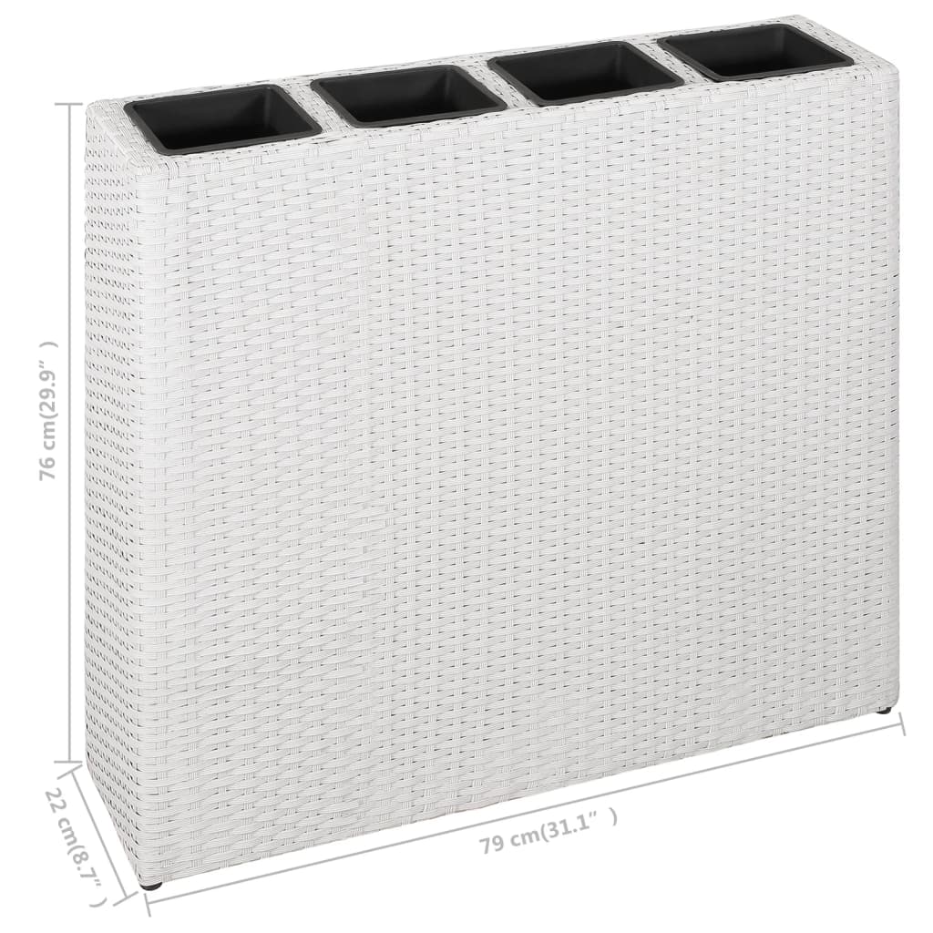 Galleria Design Garden Raised Bed with 4 Pots 2 pcs Poly Rattan White(2x45427)