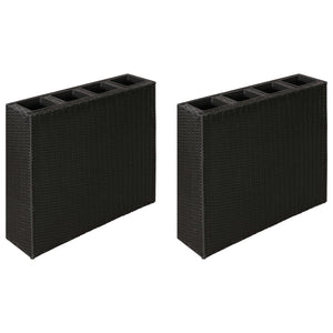 Galleria Design Garden Raised Bed with 4 Pots 2 pcs Poly Rattan Black(2x41084)