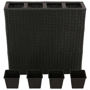Galleria Design Garden Raised Bed with 4 Pots 2 pcs Poly Rattan Black(2x41084)