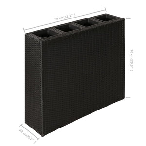 Galleria Design Garden Raised Bed with 4 Pots 2 pcs Poly Rattan Black(2x41084)