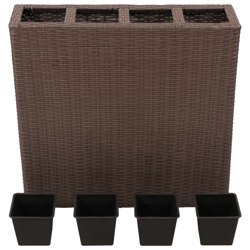 Galleria Design Garden Raised Bed with 4 Pots 2 pcs Poly Rattan Brown(2x41085)
