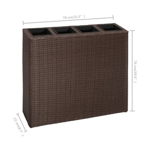 Galleria Design Garden Raised Bed with 4 Pots 2 pcs Poly Rattan Brown(2x41085)
