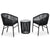 Galleria Design 3 Piece Bistro Set with Cushions PE Rattan Black