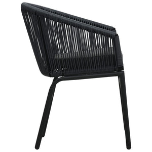 Galleria Design 3 Piece Bistro Set with Cushions PE Rattan Black