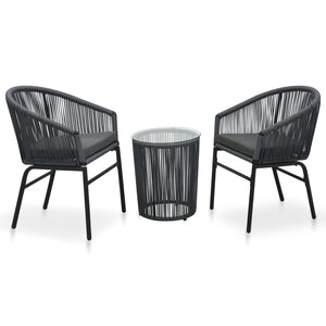 Galleria Design 3 Piece Bistro Set with Cushions PE Rattan Anthracite