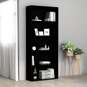 Galleria Design 5-Tier Book Cabinet Black 80x30x189 cm Engineered Wood