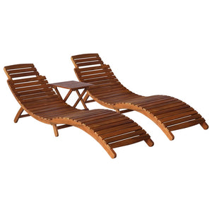 Galleria Design 3 Piece Sunlounger with Tea Table Solid Acacia Wood