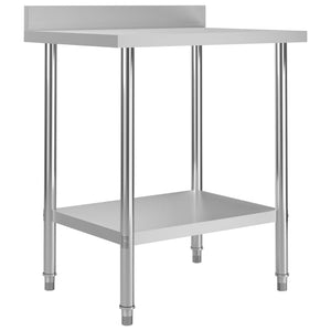Galleria Design Kitchen Work Table with Backsplash 80x60x93 cm Stainless Steel