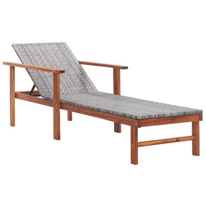 Galleria Design Sun Lounger Poly Rattan and Solid Acacia Wood Grey