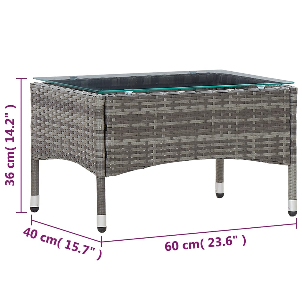 Galleria Design Coffee Table Grey 60x40x36 cm Poly Rattan