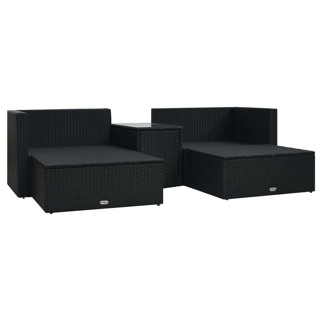 Galleria Design 5 Piece Garden Lounge Set with Cushions Poly Rattan Black