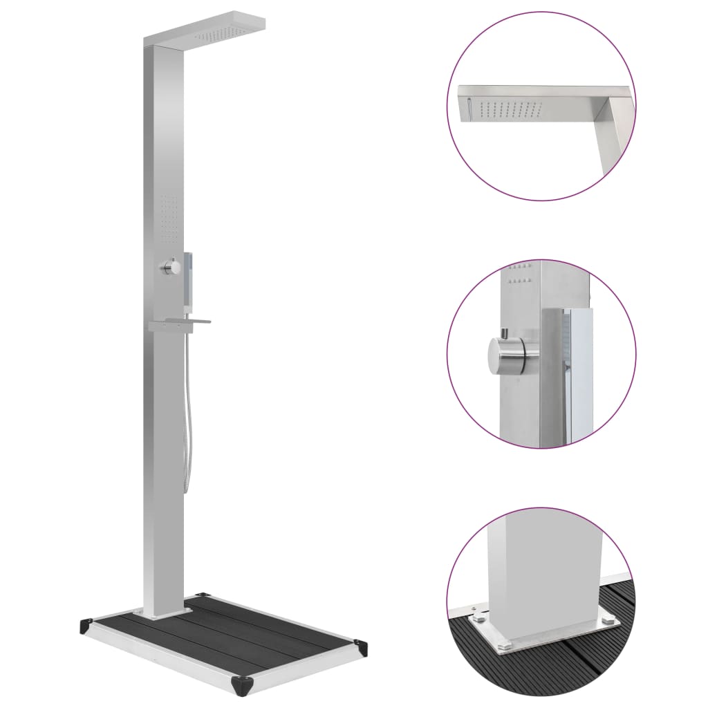 Galleria Design Outdoor Shower with Tray WPC Stainless Steel