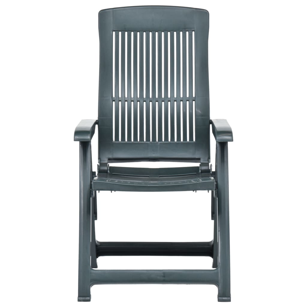 Green plastic reclining garden chairs sales