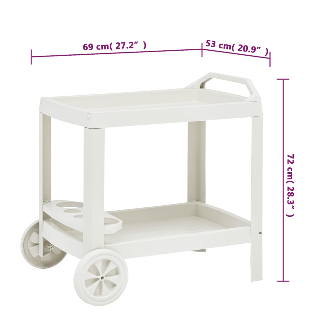 Galleria Design Beverage Cart White 69x53x72 cm Plastic