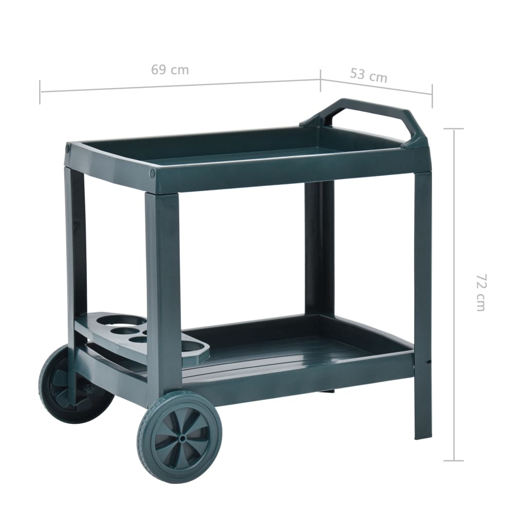 Galleria Design Beverage Cart Green 69x53x72 cm Plastic