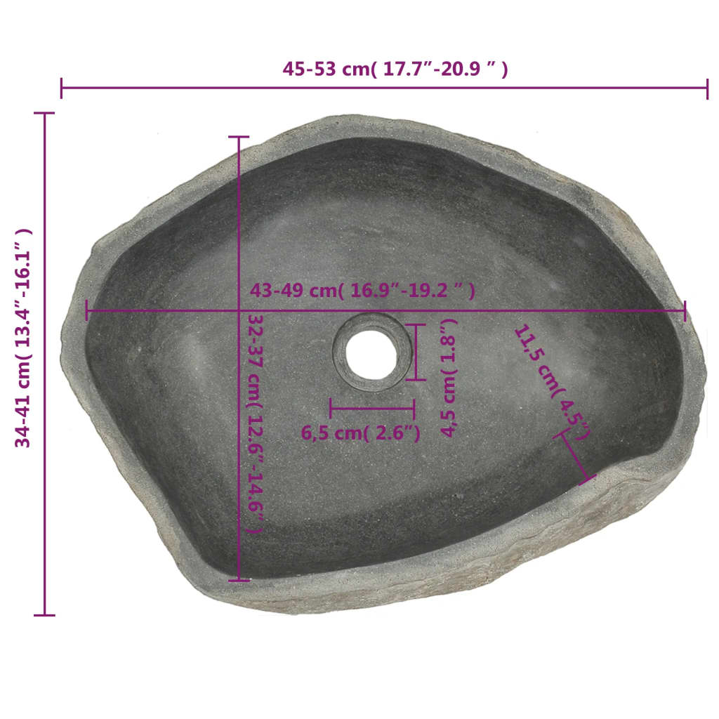 Galleria Design Basin River Stone Oval (45-53)x(34-41) cm