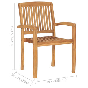 Galleria Design Stacking Garden Dining Chairs 2 pcs Solid Teak Wood