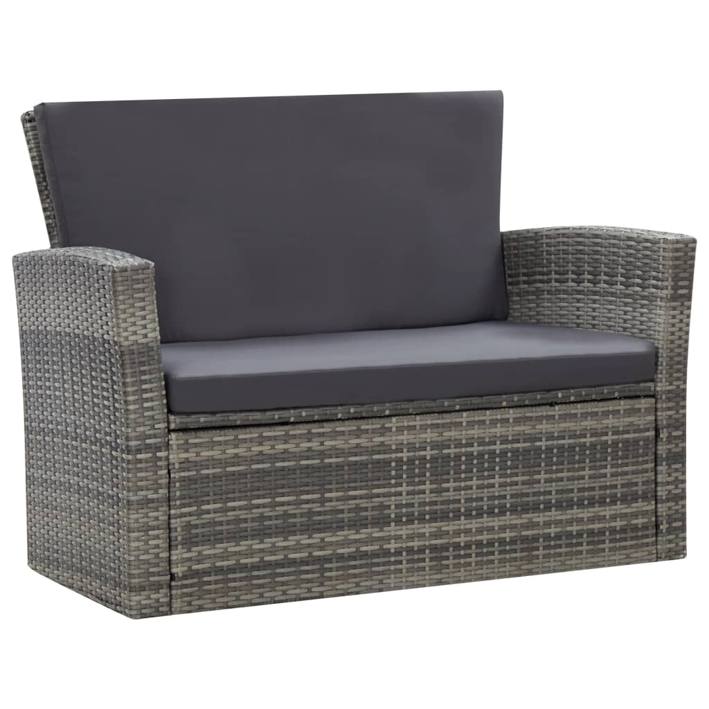 Galleria Design 4 Piece Garden Lounge Set with Cushions Poly Rattan Grey