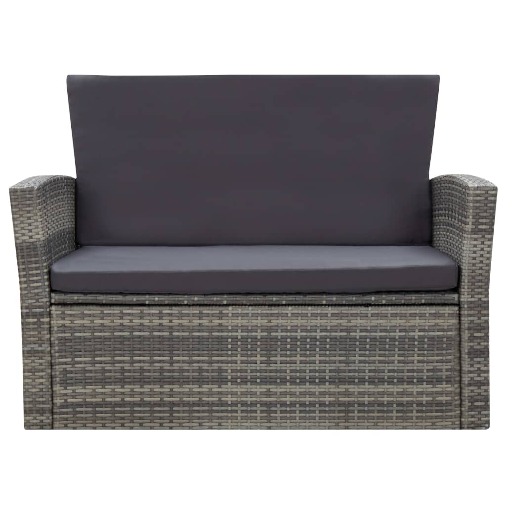 Galleria Design 4 Piece Garden Lounge Set with Cushions Poly Rattan Grey