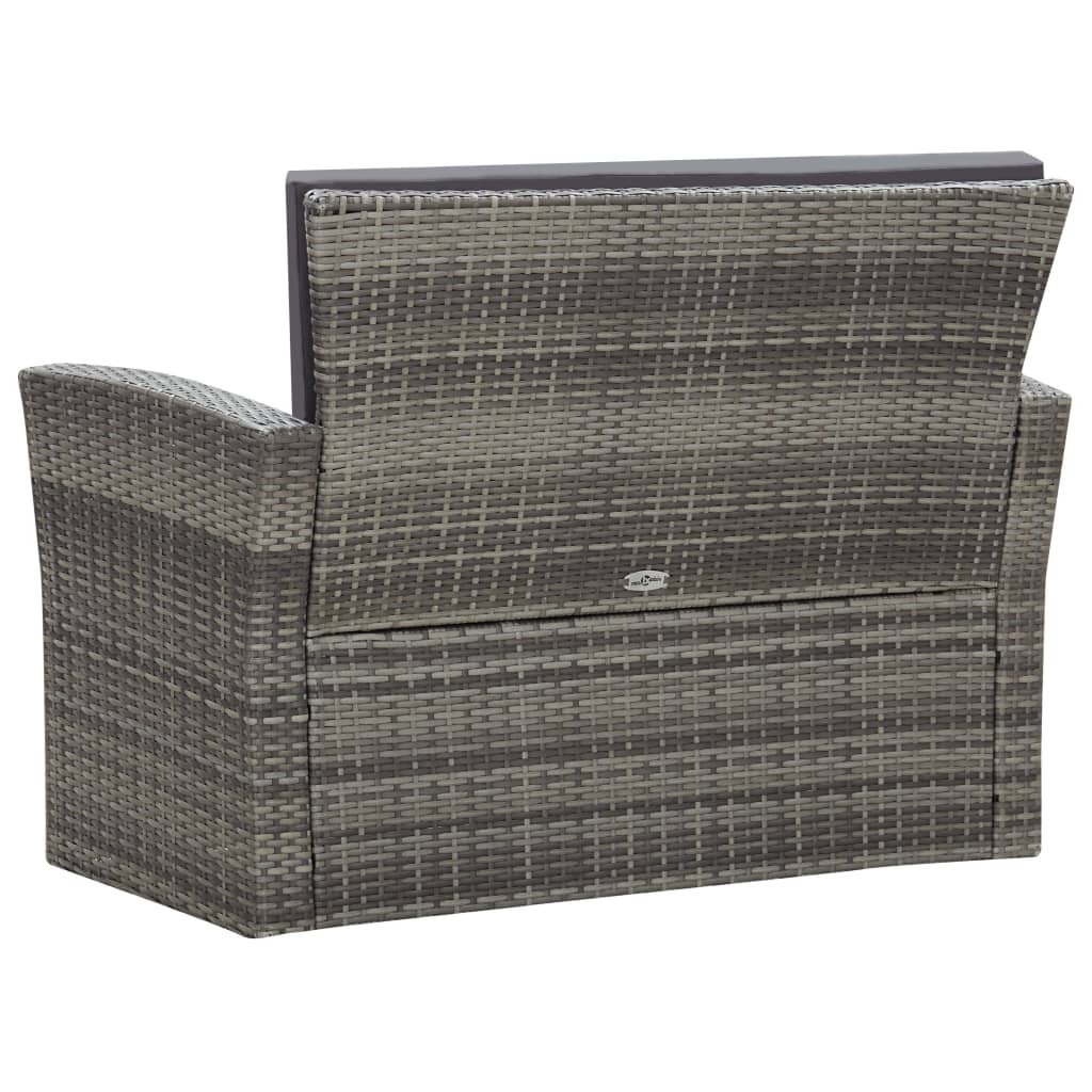 Galleria Design 4 Piece Garden Lounge Set with Cushions Poly Rattan Grey