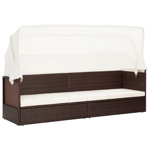 Galleria Design Garden Sofa with Canopy Poly Rattan Brown
