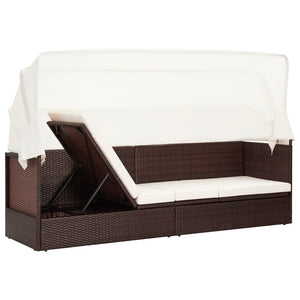 Galleria Design Garden Sofa with Canopy Poly Rattan Brown