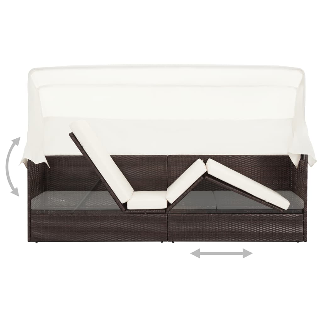 Galleria Design Garden Sofa with Canopy Poly Rattan Brown