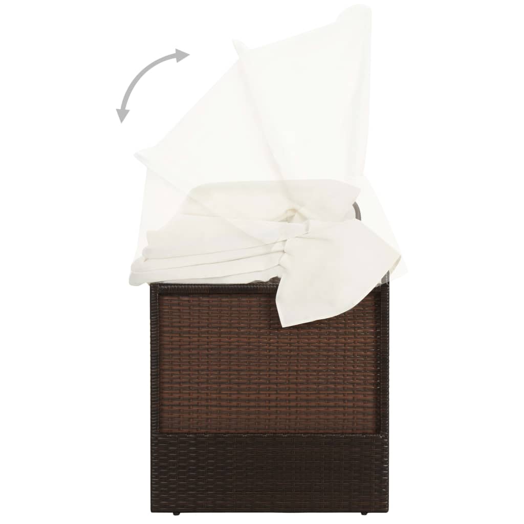 Galleria Design Garden Sofa with Canopy Poly Rattan Brown