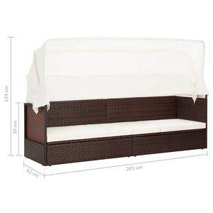 Galleria Design Garden Sofa with Canopy Poly Rattan Brown