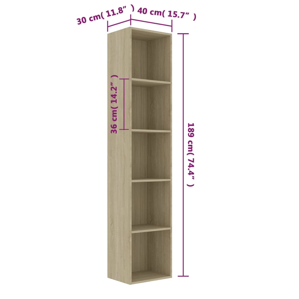 Galleria Design Book Cabinet Sonoma Oak 40x30x189 cm Engineered Wood