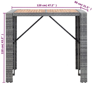 Galleria Design 5 Piece Outdoor Bar Set Poly Rattan and Wood Acacia Grey