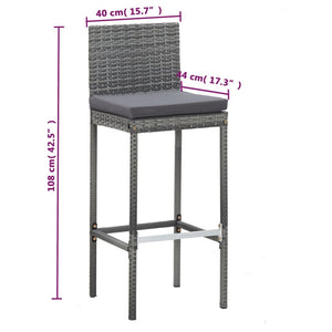 Galleria Design 5 Piece Outdoor Bar Set Poly Rattan and Wood Acacia Grey
