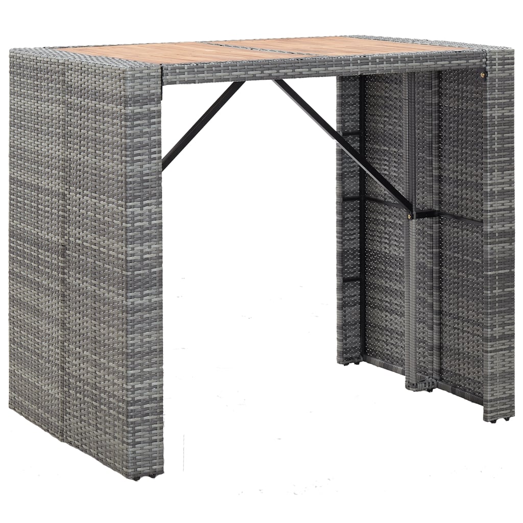 Galleria Design 5 Piece Outdoor Bar Set Poly Rattan and Wood Acacia Grey