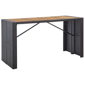 Galleria Design 9 Piece Outdoor Bar Set Poly Rattan and Wood Acacia Black