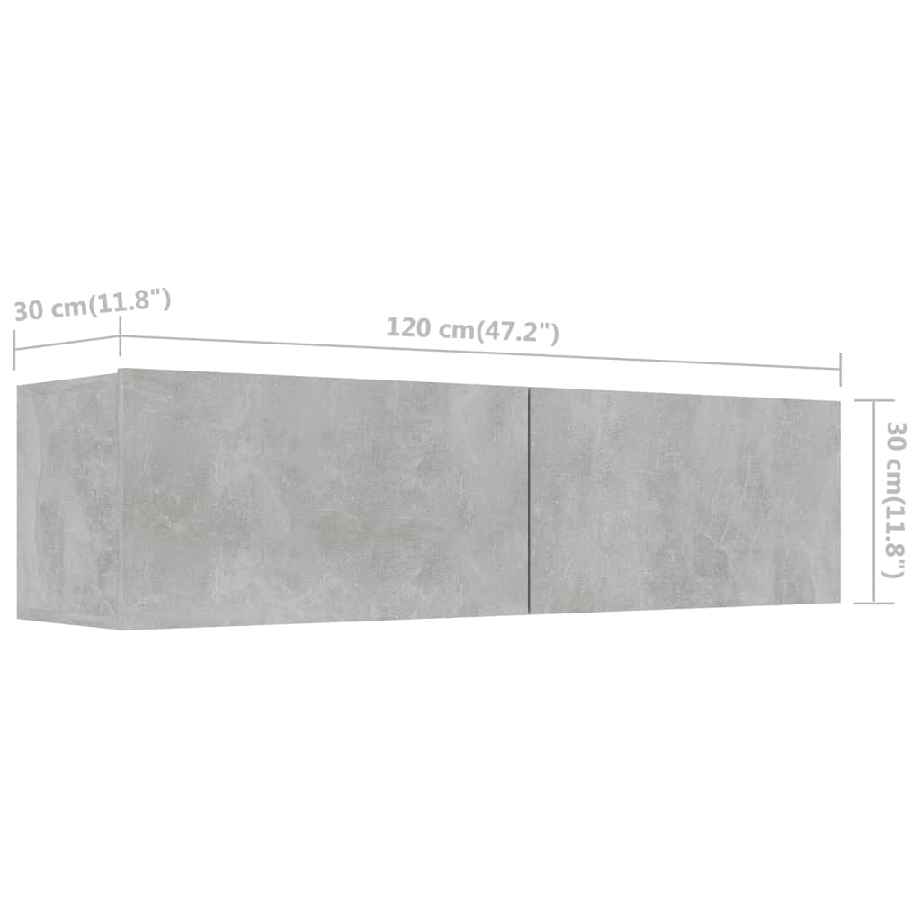 Galleria Design TV Cabinet Concrete Grey 120x30x30 cm Engineered Wood