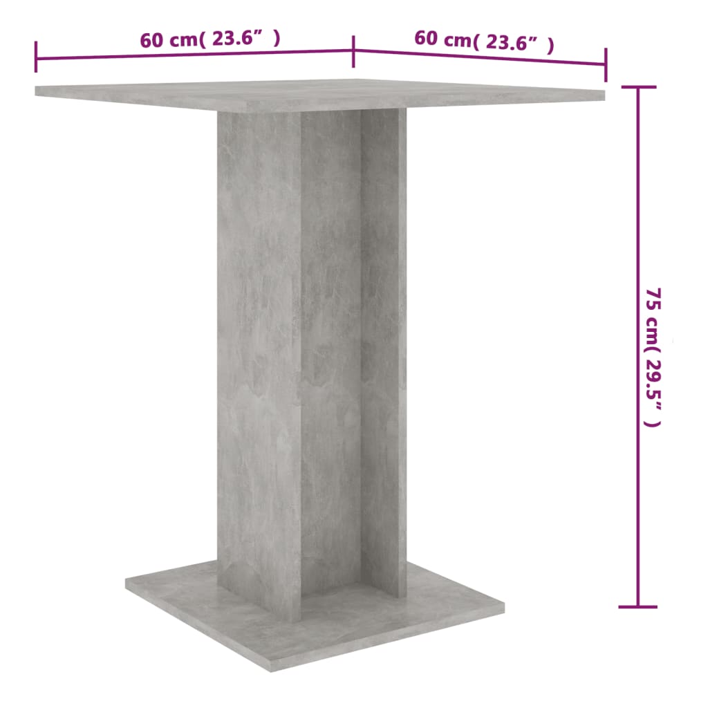 Galleria Design Bistro Table Concrete Grey 60x60x75 cm Engineered Wood