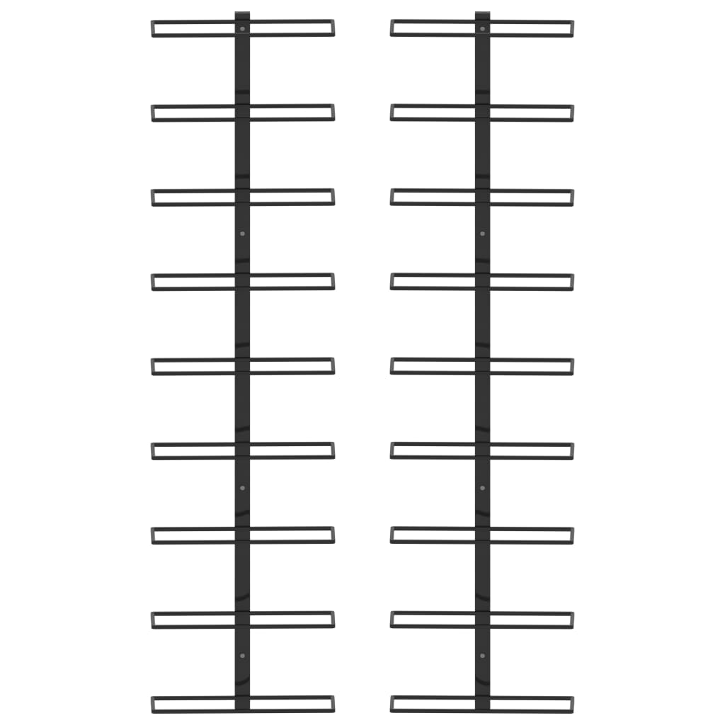 Galleria Design Wall-mounted Wine Racks for 18 Bottles 2 pcs Black Iron