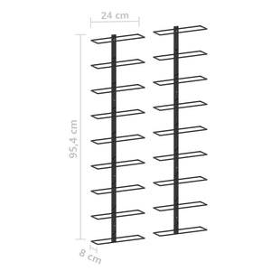 Galleria Design Wall-mounted Wine Racks for 18 Bottles 2 pcs Black Iron