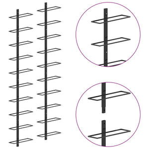 Galleria Design Wall-mounted Wine Racks for 20 Bottles 2 pcs Black Metal