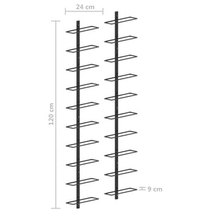 Galleria Design Wall-mounted Wine Racks for 20 Bottles 2 pcs Black Metal