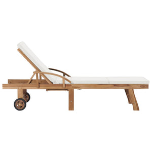 Galleria Design Sun Loungers with Cushions 2 pcs Solid Teak Wood Cream
