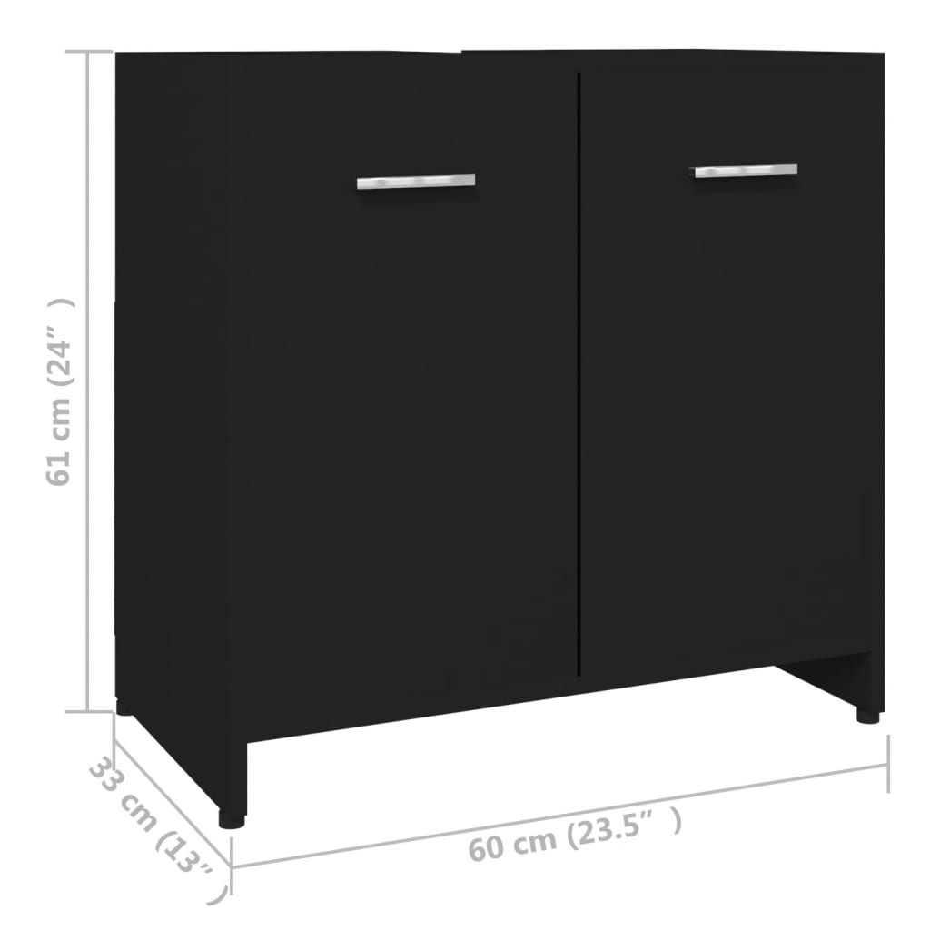 Galleria Design Bathroom Cabinet Black 60x33x61 cm Engineered Wood