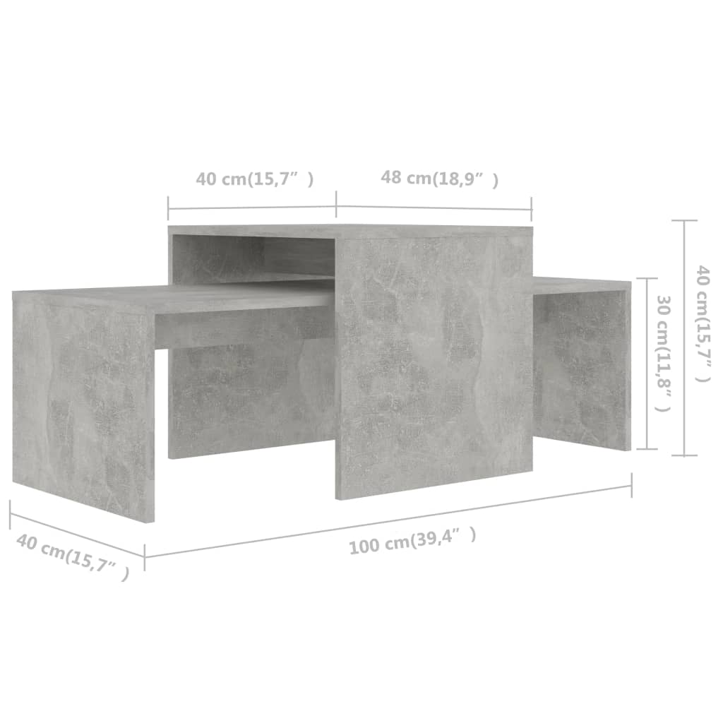 Galleria Design Coffee Table Set Concrete Grey 100x48x40 cm Engineered Wood